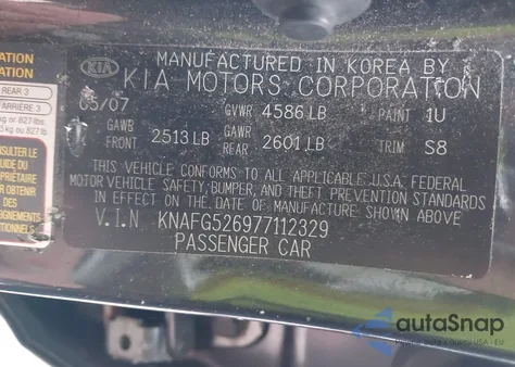 2007 Kia Rondo Lx V6 from USA, damaged, VIN KNAFG526977112329